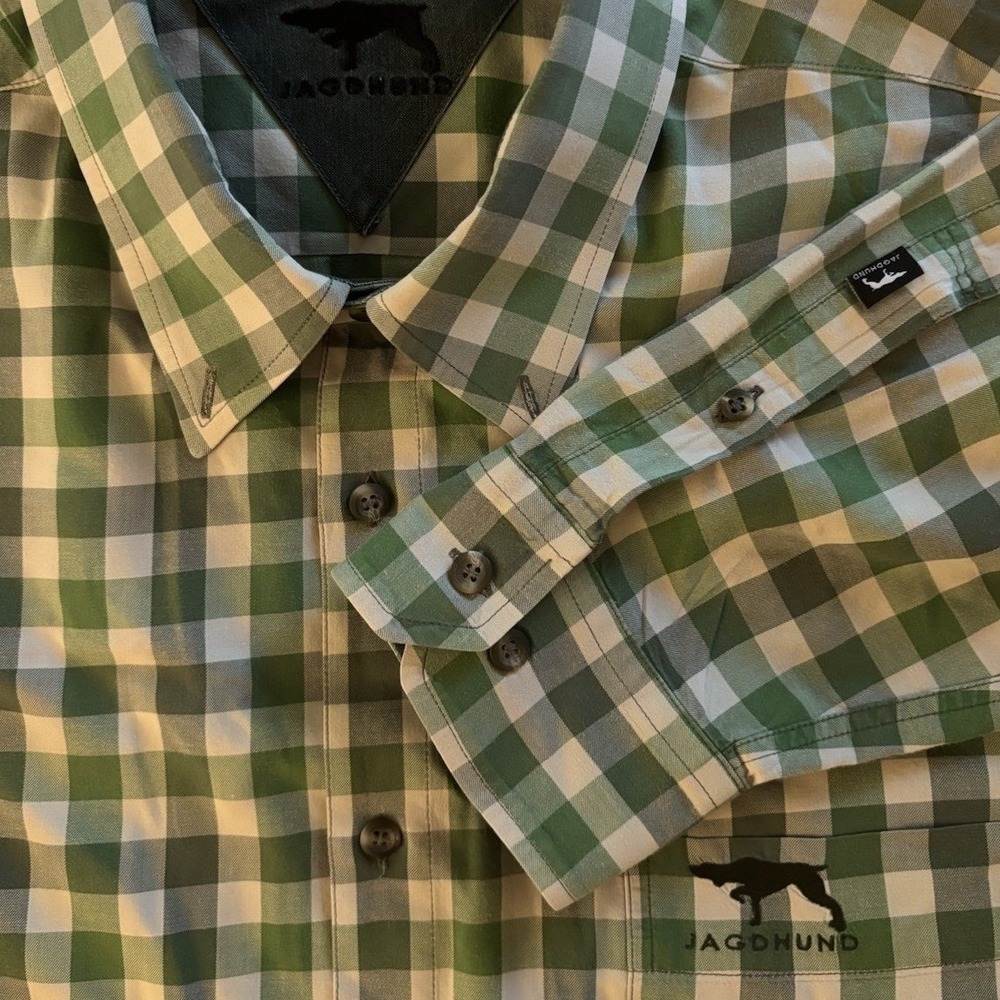 Jagdhund Siegfried Shirt Mens XXL Green Gingham Check Cotton Button Down Luxury